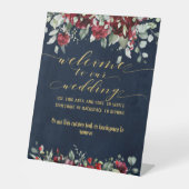 Burgund Red Peony & Gold Extravagant Schriftart Ca Sockelschild (Vorderseite)