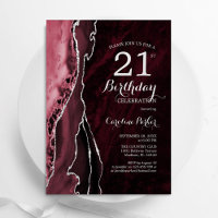 Burgund Red Silver Agate 21. Geburtstag