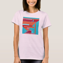 Burgund Red Turquoise MCM inspirierte Kunst Abstra T-Shirt