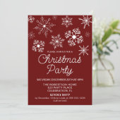 Burgund Red White Snowflakes Weihnachts-Party Einladung (Stehend Vorderseite)