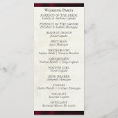 Burgund-Ribbon-Hochzeitsprogramm Programm (Rückseite)