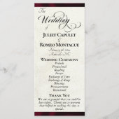 Burgund-Ribbon-Hochzeitsprogramm Programm (Vorderseite)