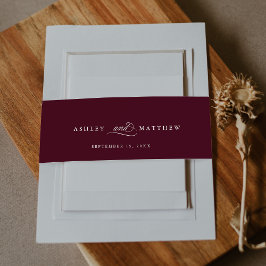 Burgund-Romantische Kalligrafie-Hochzeit Einladungsbanderole