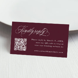 Burgund-Romantische Kalligrafie-Hochzeit RSVP Begleitkarte