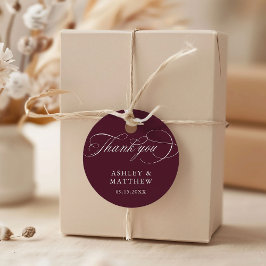 Burgund Romantische Kalligrafie Hochzeit Vielen Da Geschenkanhänger