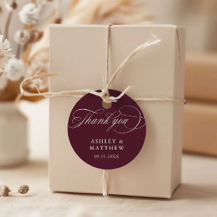 Burgund Romantische Kalligrafie Hochzeit Vielen Da Geschenkanhänger