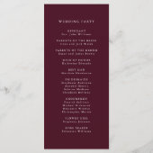 Burgund-Romantische Kalligraphie-Hochzeit Programm (Rückseite)