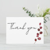 Burgund rosa Aquarellbeeren florale Danke Einladung (Stehend Vorderseite)