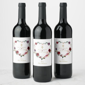 Burgund rosa Blume Er ist Gold Oster Rised Weinetikett