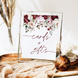 Burgund Rosa Blume Karten und Geschenke Zeichen Poster