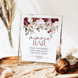 Burgund Rosa Blume Mimosa Bar Dusche Zeichen Poster