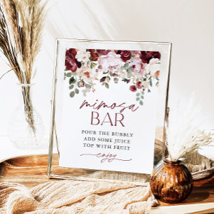 Burgund Rosa Blume Mimosa Bar Dusche Zeichen Poster
