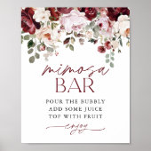 Burgund Rosa Blume Mimosa Bar Dusche Zeichen Poster (Vorne)
