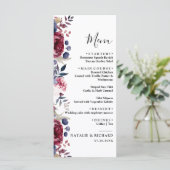 Burgund Rosa Blütenfarbenhochzeit Menükarte (Stehend Vorderseite)