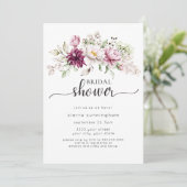 Burgund-Rosa-Brautparty Einladung (Stehend Vorderseite)