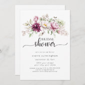 Burgund-Rosa-Brautparty Einladung (Vorne/Hinten)