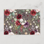 Burgund Rosa Flora Rustikale Hochzeitsempfehlung Begleitkarte (Rückseite)