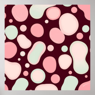 Burgund-Rosa-Mint-Organische Blob-Muster-Abstrakt Poster