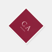 Burgund-Rosa-Monogramm-Hochzeit Serviette (Ecke)