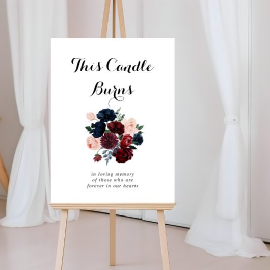 Burgund rosa Navy Bloral Diese Kerze Burns Zeichen Poster