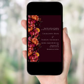 Burgund-Rosa-Orange-Hochzeit Einladung