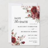 Burgund Rosa Rosa Rustikale Save the Date Einladung (Vorderseite)
