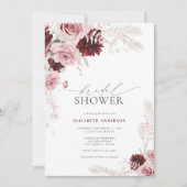 Burgund Rosa Roses Brautparty Einladung (Vorderseite)