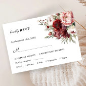 Burgund Rosa Rustikale Blütenhochzeit RSVP