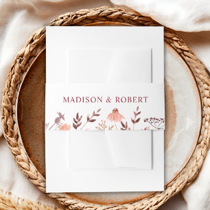 Burgund-Rosa Rustikaler Boho-Chic-Wildblumen-Hochz Einladungsbanderole