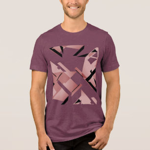 Burgund-Rosa-Schwarze-Formen Abstract MCM-inspirie Tri-Blend Shirt