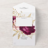Burgund, Rosa und Gold All In One Einladung (Außenbereich)