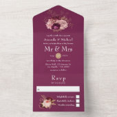 Burgund, Rosa und Gold All In One Einladung (Innen Boden)