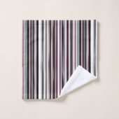 Burgund, Rosa und Grau Abstrakte Streifen Badhandtuch Set (Waschlappen)