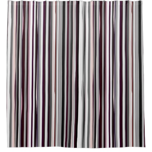 Burgund, Rosa und Grau Abstrakte Streifen Duschvorhang (Vorderseite)