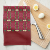 Burgund rosa und grün geschirrtuch (Viertel Falte)