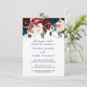 Burgund, Rosa und Midnight Blue Bridal Luncheon I Einladung (Stehend Vorderseite)