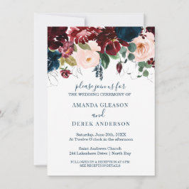 Burgund, Rosa und Midnight Blue Bridal Luncheon I Einladung