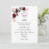 Burgund Rosa Wald Grüne Hochzeit Einladung (Stehend Vorderseite)