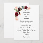 Burgund Rosa Wald Grüne Hochzeit Einladung (Vorne/Hinten)