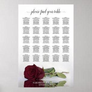 Burgund Rose 25 Tabelle Hochzeitstabelle Poster