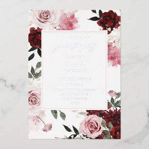 Burgund & Rosé 6 Floral Abschlussfeier Folieneinladung