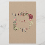Burgund-Rose-Aquarellfarbenmonogramm (Rückseite)