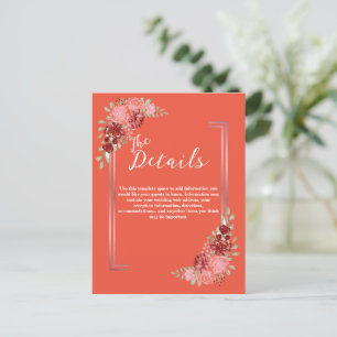 Burgund & Rose auf einer Hochzeit mit Korallenflor Postkarte