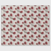 Burgund-Rose auf grauem Hochzeitspapier Geschenkpapier (Flach)