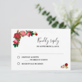 Burgund Rose Blumengarten Blume Hochzeit RSVP Karte (Stehend Vorderseite)