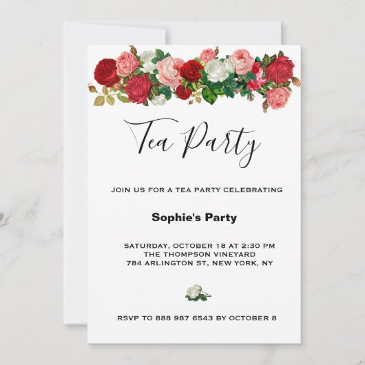 Burgund Rose Blumengarten Blume Teatro Sociale Bel Einladung (Vorderseite)