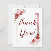 Burgund & Rose Blumenhochzeit Dankeskarte (Vorderseite)