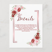 Burgund & Rose Blumenhochzeit Postkarte (Vorderseite)