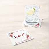 Burgund & Rose Blumenhochzeit Rechteckiger Pappuntersetzer (Vor Ort)