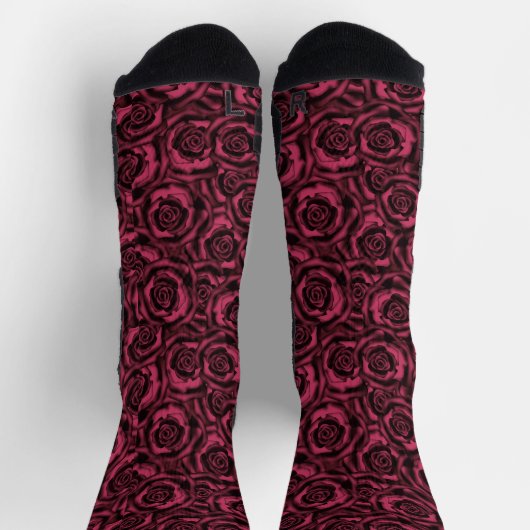 Burgund-Rose Blumenmuster Socken (Oben)